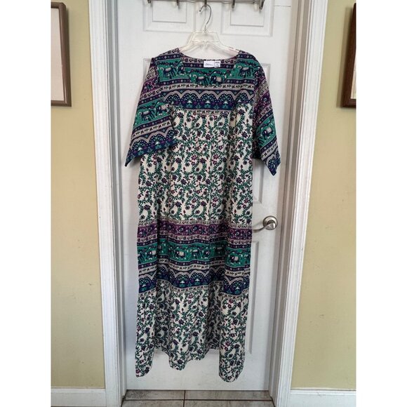 Dresses & Skirts - The Vermont Country Store Blue Floral Ankle Length Cotton Muumuu Plus Size 3X